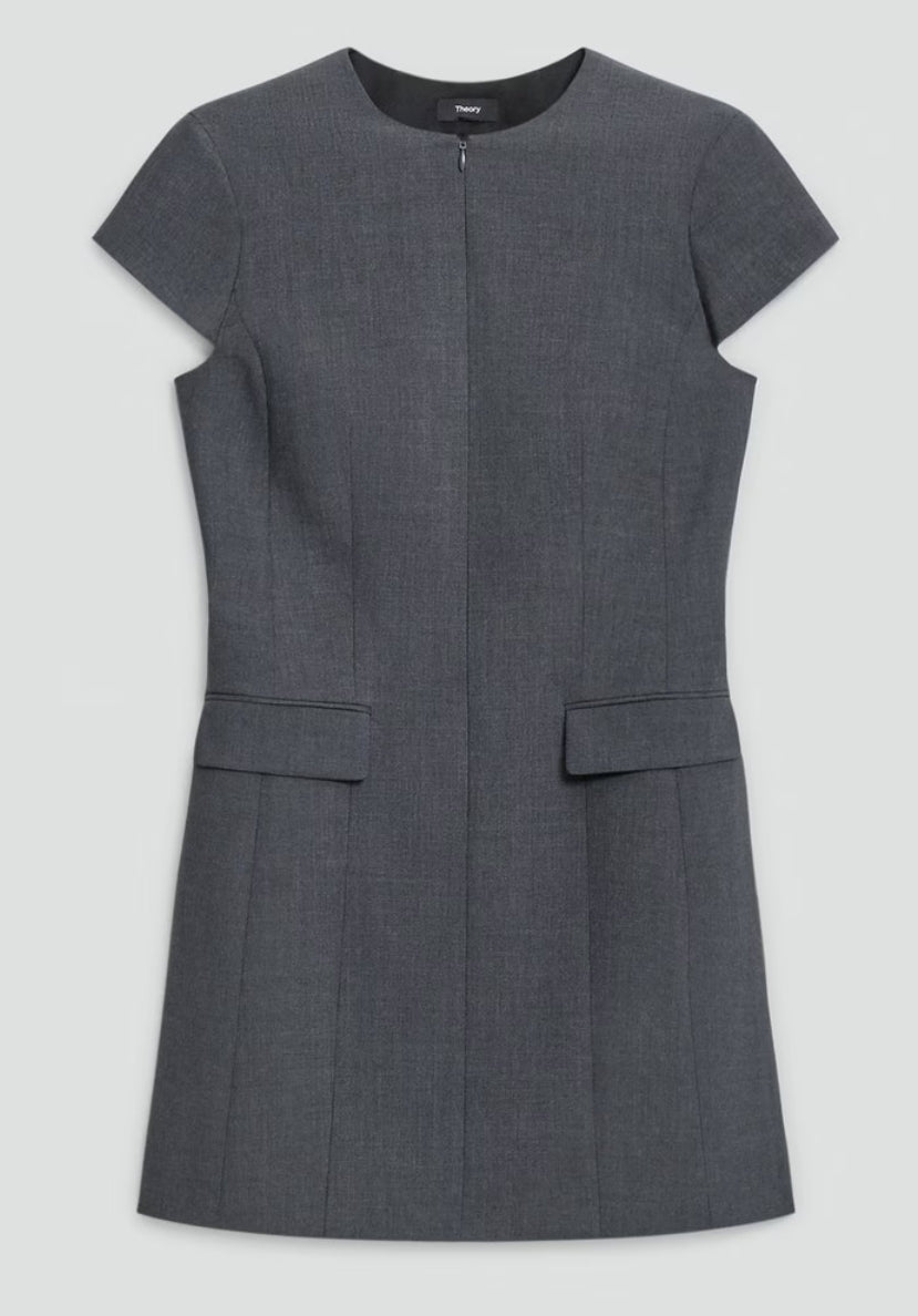 Theory Zip Mini Dress in Good Wool