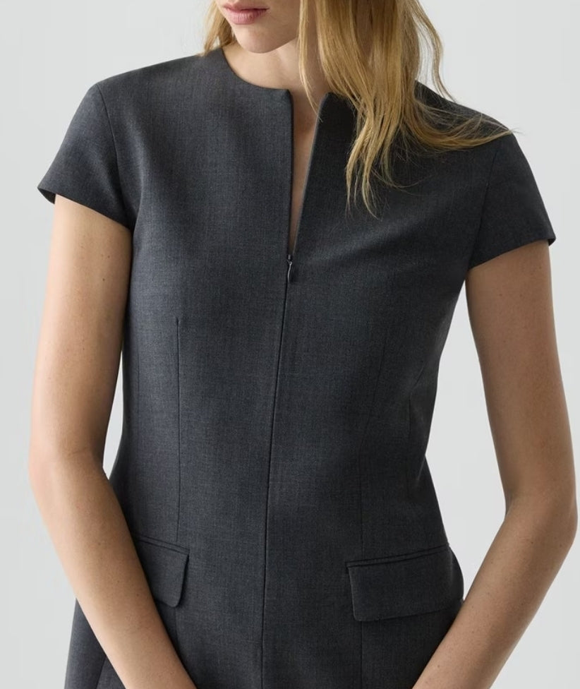 Theory Zip Mini Dress in Good Wool